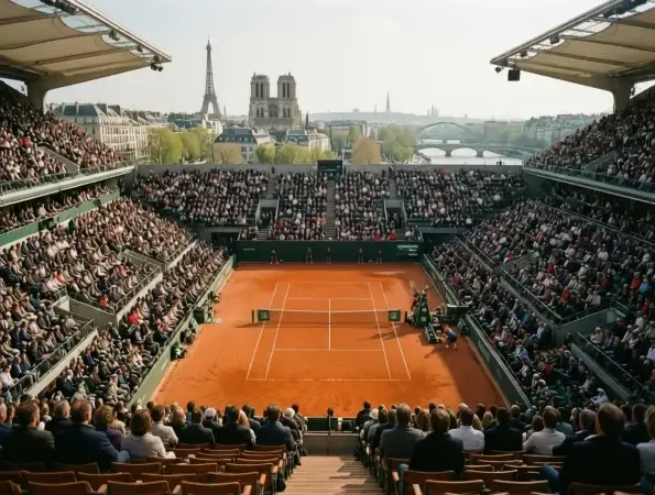 Vista panorámica del estadio Roland Garros con pista central